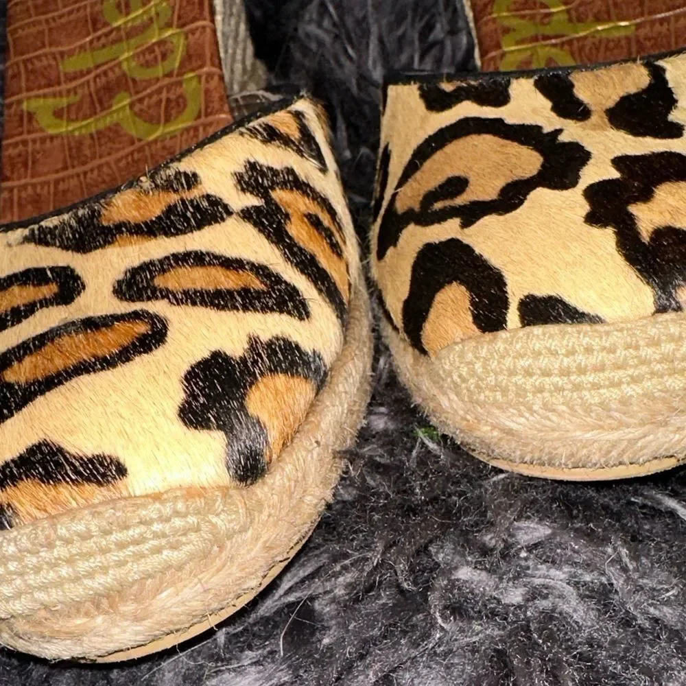 Sam Edelman Harmony Leopard Wedge espadrilles Sandals EUC SZ 9.5